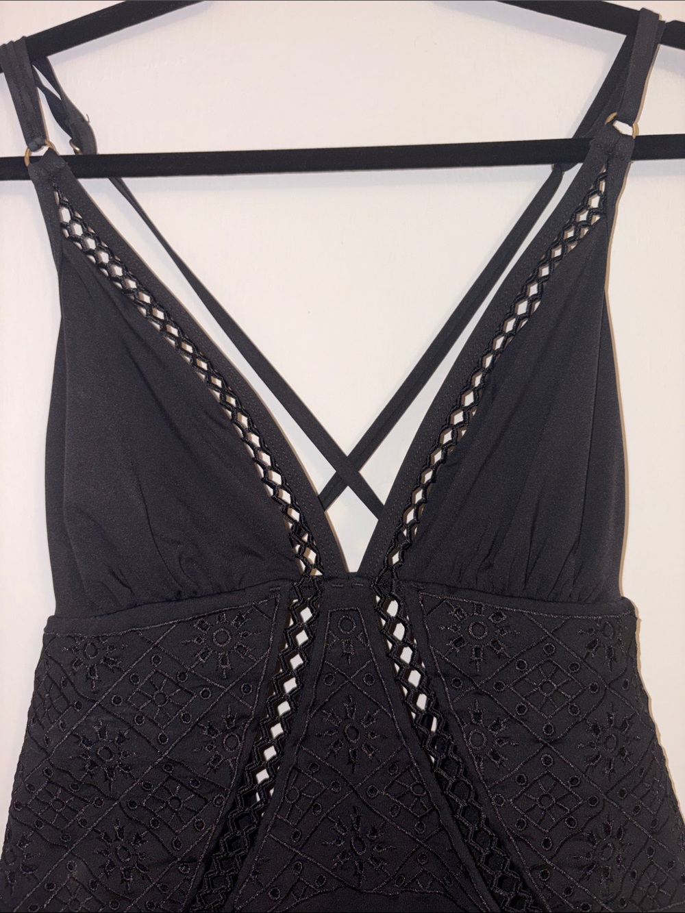 Black One-Piece Swimsuit with Lace Trim Size XXL - Picture 5 of 8